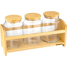 Özbience Şık 4'lü Cam Baharatlık Takımı, Bench Standlı, Pratik ve Dayanıklı