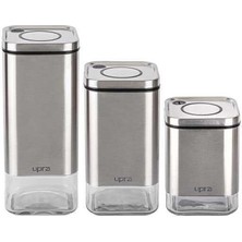 Özbience Şık 3 Parça Kare Cam Kavanoz Seti, Pratik ve Estetik Saklama Çözümü