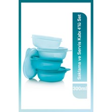 Özbience Turkuaz 300 ml Saklama ve Servis Kabı Seti, 4'lü, Şeker Kapları