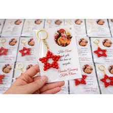 Umut Hediyecilik 8 Mart Kadınlar Günü Kırmızı Inci Yıldız Anahtarlık (8 Adet)