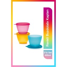 Özbience Renkli 3'lü Buzdolabı Saklama Kapları, 400 Ml, Pratik ve Şık Set