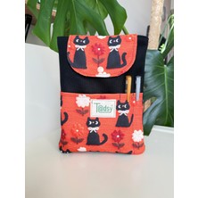 Tadsy Sonbahar Siyah Kediler Desenli Kitap Kılıfı Şık ve Koruyucu Cepli Kitap Kılıfı 19X25 cm