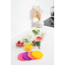 Özbience Renkli Kapaklı Cam Saklama Kabı 8'li, 400 Cc, Kahvaltılık ve Reçellik Seti