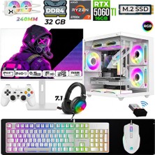 Xaser Moon Cube X20 Ryzen 7 5700X 32GB Ram 1tb M.2 Nvme SSD 16GB RTX5060 Ti Sıvı Soğutmalı 24,5" 240Hz Oyuncu Tavsiye Sistem