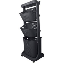 Özbience Titiz Antrasit Çok Katlı Tekerlekli Raf ve Organizer Seti