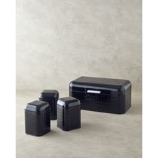 Özbience Pratik 4'lü Metal Saklama Kabı Seti, 1.3 L ve 9 L, Siyah