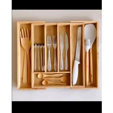 Özbience Bambu Çekmece Içi Kaşıklık, 5-7 Bölmeli Ayarlanabilir Kozmetik Organizer
