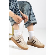 Tonny Black Kadın Bej Kahve Kadın Rahat Kalıp Yumuşak Deri Sneaker