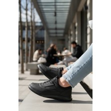 Enoch Hakiki Deri Dalgalı Nakış Detaylı Erkek Sneaker Ortopedik Taban