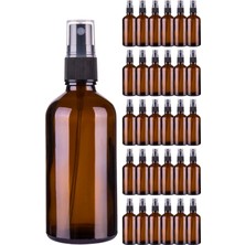 Özbience 50 ml Siyah Kapaklı Sprey Şişe, 30 Adet, Kahverengi Cam, Kolonya ve Dezenfektan
