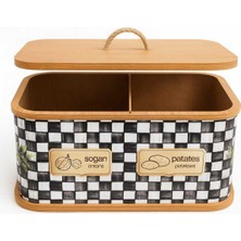 Özbience Çift Bölmeli Bambu Patates ve Soğanlik, Dikdörtgen Dama Deseni