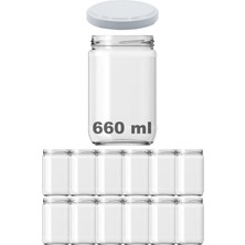 Özbience 660 ml Şeffaf Cam Kavanoz Seti, Metal Kapak, 12'li Paket