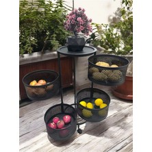 Özbience 4 Katlı Siyah Açılır Kapanır Sebzelik, Pratik ve Şık Organize Etme Çözümü