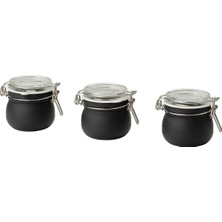 Özbience Şık Siyah Kapaklı Cam Kavanoz Seti, 13 Cl, 3’lü Paket