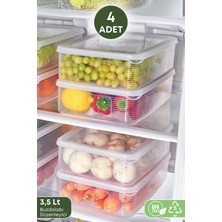 Özbience 4'lü 3,5 Litre Buzdolabı ve Buzluk Saklama Kabı Seti