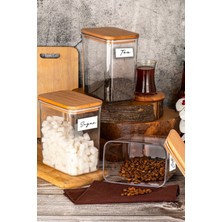 Özbience 3'lü Dikdörtgen Vakumlu Ahşap Kapaklı Saklama Kabı Seti