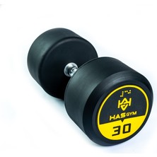 Hasgym 30 kg Kauçuk Kaplı Profesyonel Olimpik Dumbbell ( Dambıl )