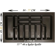 Özbience Antibakteriyel Plastik Kaşıklık, Çekmece Içi, Antrasit, 84-77X49-40 cm