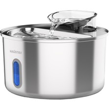 Haustier WF009L-W Pencereli Otomatik Kedi Su Sebili, Kedi Su Çeşmesi, Su Pınarı 3.5lt Geniş Hazne, SUS304 Çelik, Ultra Sessiz, Çok Katmanlı Filtrasyon, Metal Tasarım