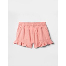 Gap Kız Bebek Fırfırlı Pull-On Twill Şort Pembe Baskılı Regular Fit Özellikli