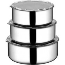 Özbience Şeffaf Çelik Saklama Kabı Seti 3'lü, Dayanıklı ve Pratik Kullanım