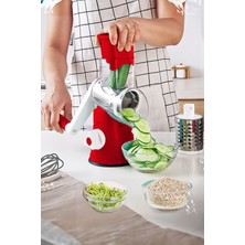 Saravita Vakumlu Manuel Sebze Doğrayıcı & Rende – 3 Bıçaklı Dilimleme ve Rendeleme Aparatı