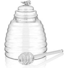 Özbience Şeffaf Cam Bal Kavanozu 13 Cm, Şık ve Dayanıklı Saklama Kabı