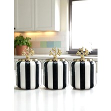 Özbience Büyük 3’lü Siyah Mercan Baharatlık Seti, Zamaklı, 1.4 Litre Kapasiteli