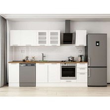 Alvinka 280X210 cm Klasik Mebran Mutfak Dolabı M-E80S40S40-3 Mebran | Beyaz - Suntalam