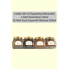 Özbience 4'lü 300ML Baharatlık Kavanozları ve Pleksi Stant Seti