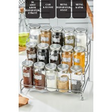 Özbience Şık Metal Standlı 15'li Baharat Kavanoz Seti, Pratik ve Estetik Tasarım