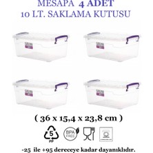 Özbience 4 Adet 10 Lt. Dikdörtgen Şeffaf Saklama ve Koruma Kapları