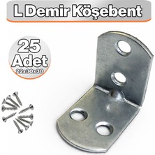 Badem10 L Demir Gönye Yuvarlak Başlı 22X30X30 mm 25 Adet Metal Köşe Birleştirme Raf Mobilya Montaj Aparatı
