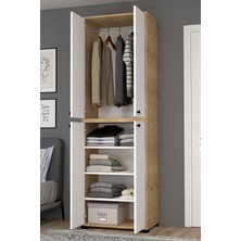 Mobilique Bükreş No.3 3raflı Askılı Gardırop Safir-Beyaz