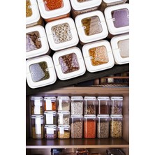 Özbience 6'lı Beyaz Vakumlu Baharat ve Erzak Saklama Kabı Seti