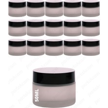 Özbience 50ML Buzlu Renk Cam Krem Kavanozları, Siyah Kapaklı, 15'li Set