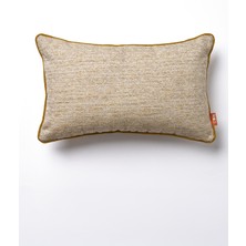 The Kun Zigzag Desenli Biyeli Kırlent Kılıfı Sarı-Ekru