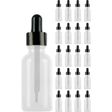 Özbience 100ML Şeffaf Cam Serum Şişesi, Siyah Metal Kapak, 20 Adet