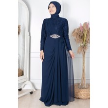 Fahima Zarif Abiye Lacivert FHM868