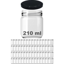 Özbience 210 ml Siyah Metal Kapaklı Şeffaf Cam Kavanoz, 60 Adet