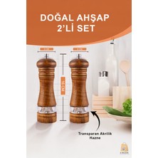 Özbience Akrilik ve Ahşap Bölmeli Baharat Öğütücü Seti, 16 Cm, Kahverengi, 2'li