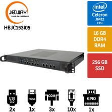 Jetway 1u HBJC153I05 J6412 16GB 256 M2SSD 6 Port 2.5gbe. Lan Endüstriyel Firewall Pc
