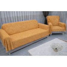 Mandaş Tekstil Mandaş Şönil Dokuma Koltuk Örtüsü Maxi Takım 3+3+1+1 K Hardal