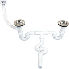 Gama S Çiftli Çöpmak Sifonu Taşmalı Derin Yan Taşma Çiftli Gider Seti