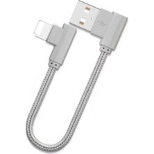 Ally Apple Lightning Eğik Başlı Halat USB Kablo 20cm AL-26930 - Gold