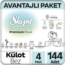 Sleepy Bio Natural Premium Plus Avantajlı Paket Külot Bez 4 Numara Maxi 144 Adet
