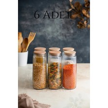 Özbience 6'lı Büyük Boy Cam Kavanoz Seti, Vakum Kapaklı, 1500 Ml, Erzak ve Bakliyat Için