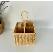 Özbience Rattan Organizer 4 Bölmeli, 31 Cm, Şık ve Fonksiyonel Depolama Çözümü