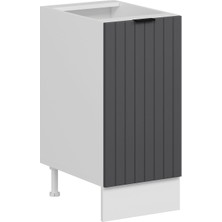 Alvinka Mutfak Modül Mbr_b Alt 1K1R 40CM Dolap Beyaz Antrasit Suntalam