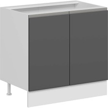 Alvinka Mutfak Modül Hg_j Alt 2K1R 90CM Dolap Beyaz Antrasit Mdf